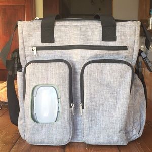 NWOT gray gender neutral diaper bag